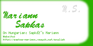 mariann sapkas business card